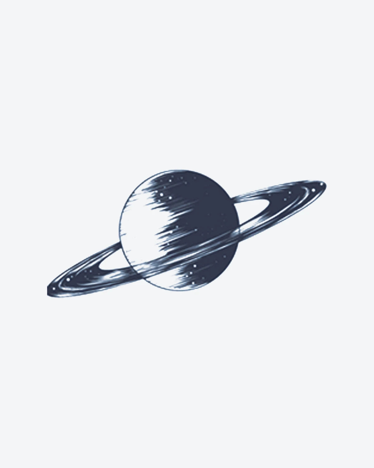 Saturn semi-permanent tattoo design by INKY – Planet, Saturn, Dots, Ring illustration, 2 x 2 in (4x4 cm), available at inkytatt.com
