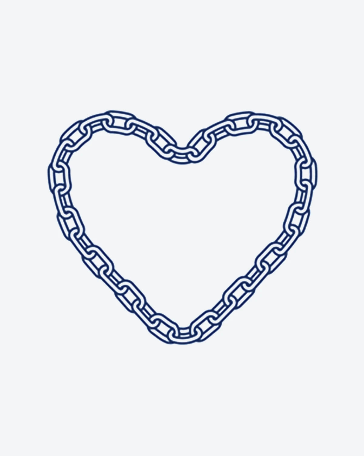 Chain Heart semi-permanent tattoo design by INKY – Line Art, Heart, Chain illustration, 0.5 x 0.5 in (1x1 cm), available at inkytatt.com