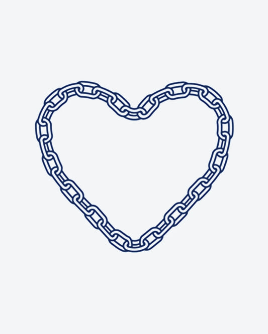 Chain Heart semi-permanent tattoo design by INKY – Line Art, Heart, Chain illustration, 0.5 x 0.5 in (1x1 cm), available at inkytatt.com
