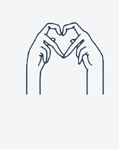Heart Hands semi-permanent tattoo design by INKY – Fine Line, Heart, Lines, Hand illustration, 0.5 x 0.5 in (1x1 cm), available at inkytatt.com