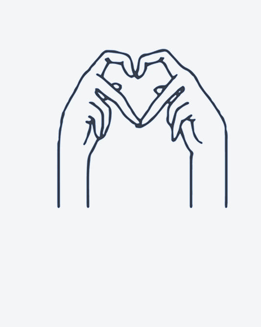 Heart Hands semi-permanent tattoo design by INKY – Fine Line, Heart, Lines, Hand illustration, 0.5 x 0.5 in (1x1 cm), available at inkytatt.com
