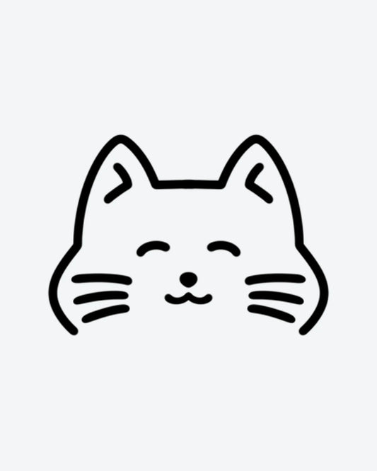 Happy Kitty semi-permanent tattoo design by INKY – Line Art, Cat, Eye illustration, 0.5 x 0.5 in (1x1 cm), available at inkytatt.com