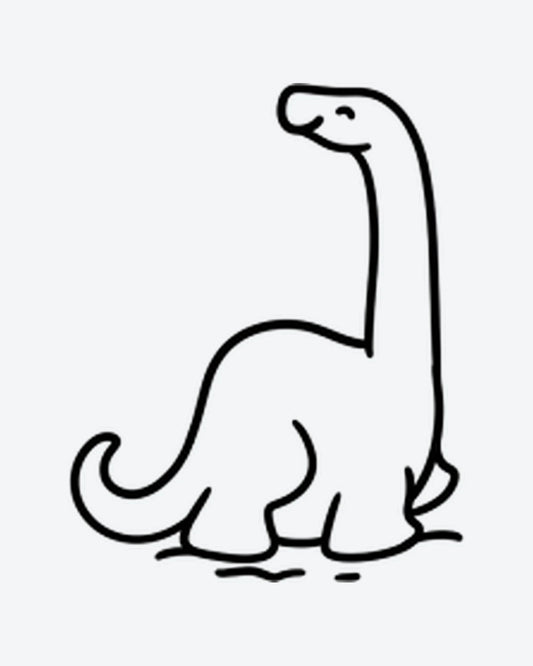 Cute Dino semi-permanent tattoo design by INKY – Line Art, Eye, Face, Silhouette illustration, 2 x 2 in (4x4 cm), available at inkytatt.com