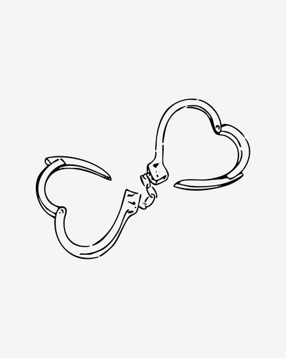 Love Unbound semi-permanent tattoo design by INKY – Fine Line, Heart, Chain illustration, 3 x 3 in (7x7 cm), available at inkytatt.com