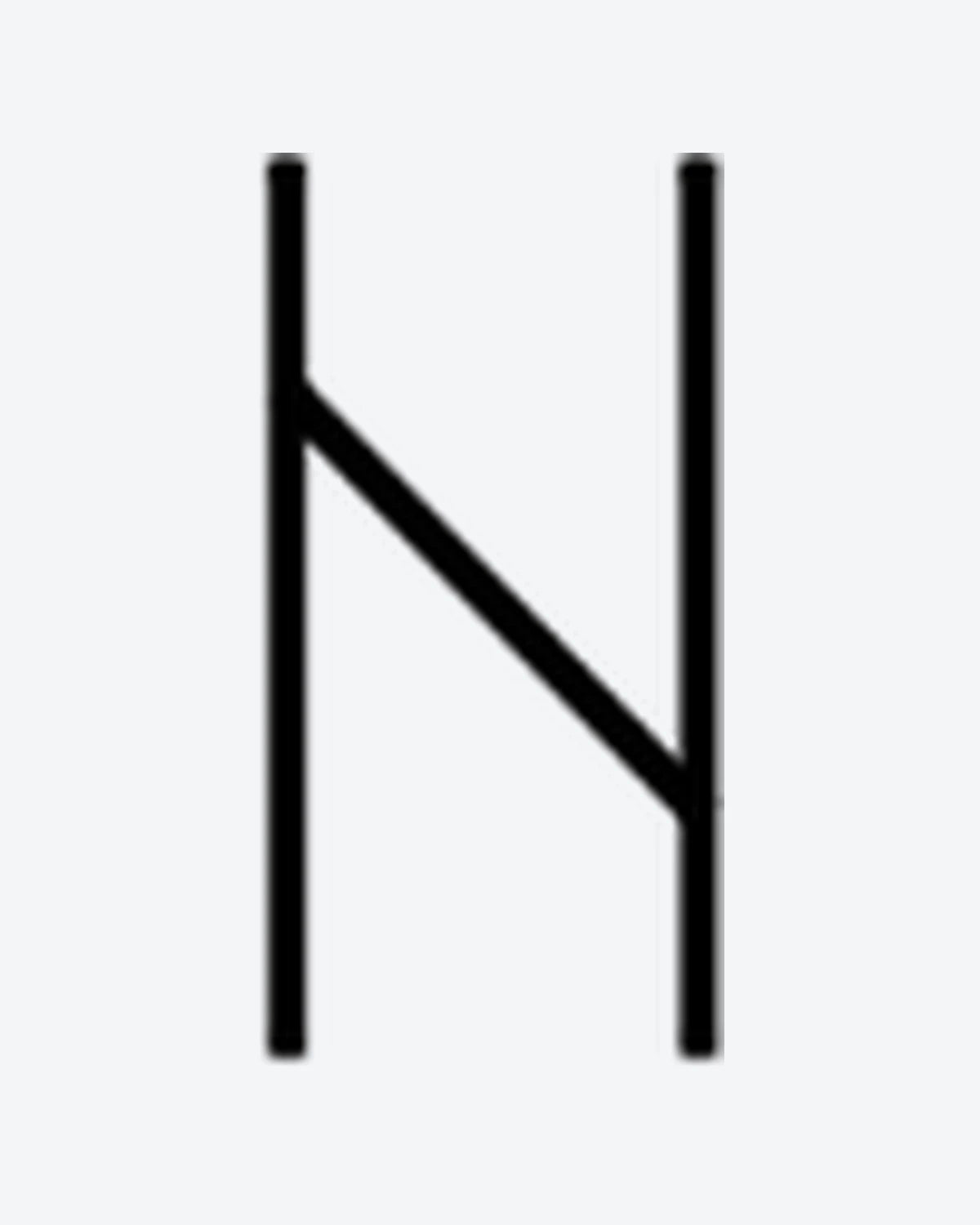 Rune N semi-permanent tattoo design by INKY – Fine Line, Geometric, Lines illustration, 0.5 x 0.5 in (1x1 cm), available at inkytatt.com