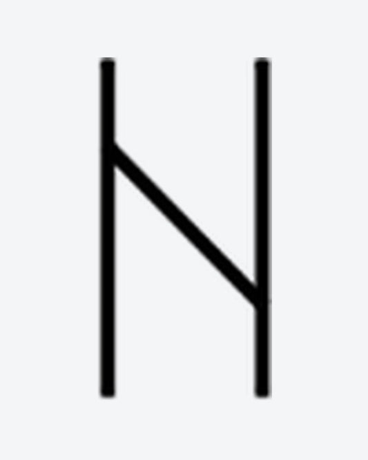 Rune N semi-permanent tattoo design by INKY – Fine Line, Geometric, Lines illustration, 0.5 x 0.5 in (1x1 cm), available at inkytatt.com