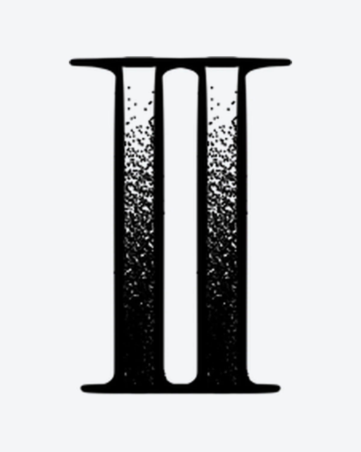 Distressed 2 semi-permanent tattoo design by INKY – Roman Numeral, Dotwork, Frame illustration, 2 x 2 in (4x4 cm), available at inkytatt.com