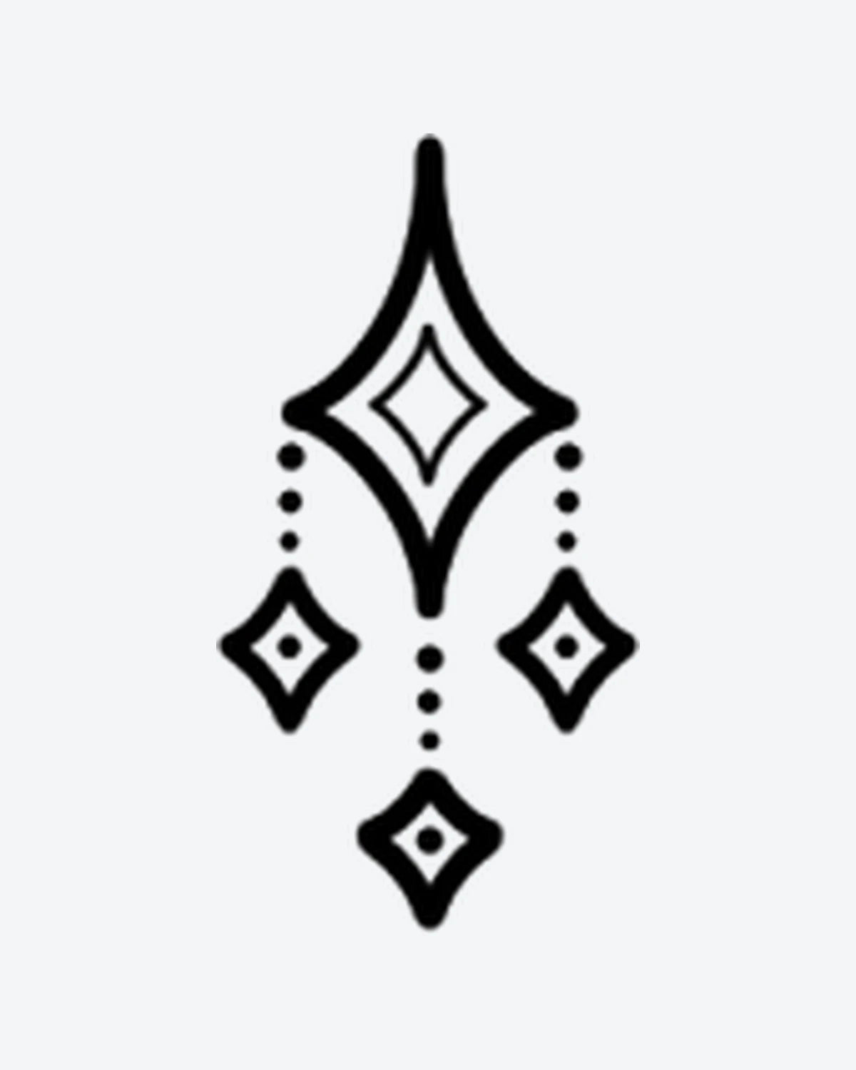 Gem Drop semi-permanent tattoo design by INKY – Fine Line, Diamond, Geometric, Lines illustration, 0.5 x 0.5 in (1x1 cm), available at inkytatt.com