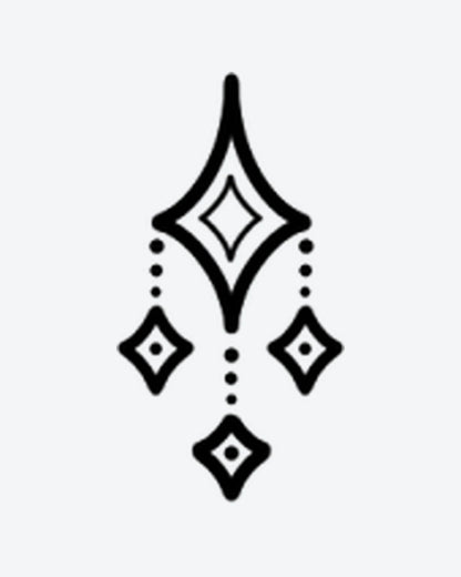 Gem Drop semi-permanent tattoo design by INKY – Fine Line, Diamond, Geometric, Lines illustration, 0.5 x 0.5 in (1x1 cm), available at inkytatt.com