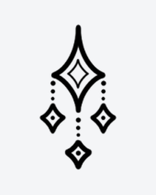 Gem Drop semi-permanent tattoo design by INKY – Fine Line, Diamond, Geometric, Lines illustration, 0.5 x 0.5 in (1x1 cm), available at inkytatt.com