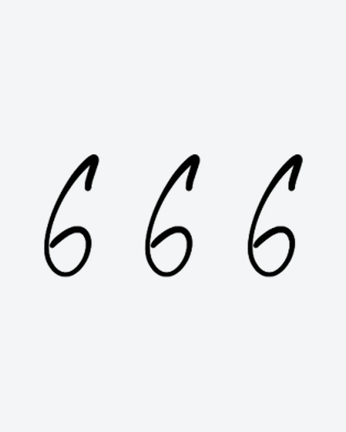 Cursive 666 semi-permanent tattoo design by INKY – Fine Line illustration, 2 x 2 in (4x4 cm), available at inkytatt.com