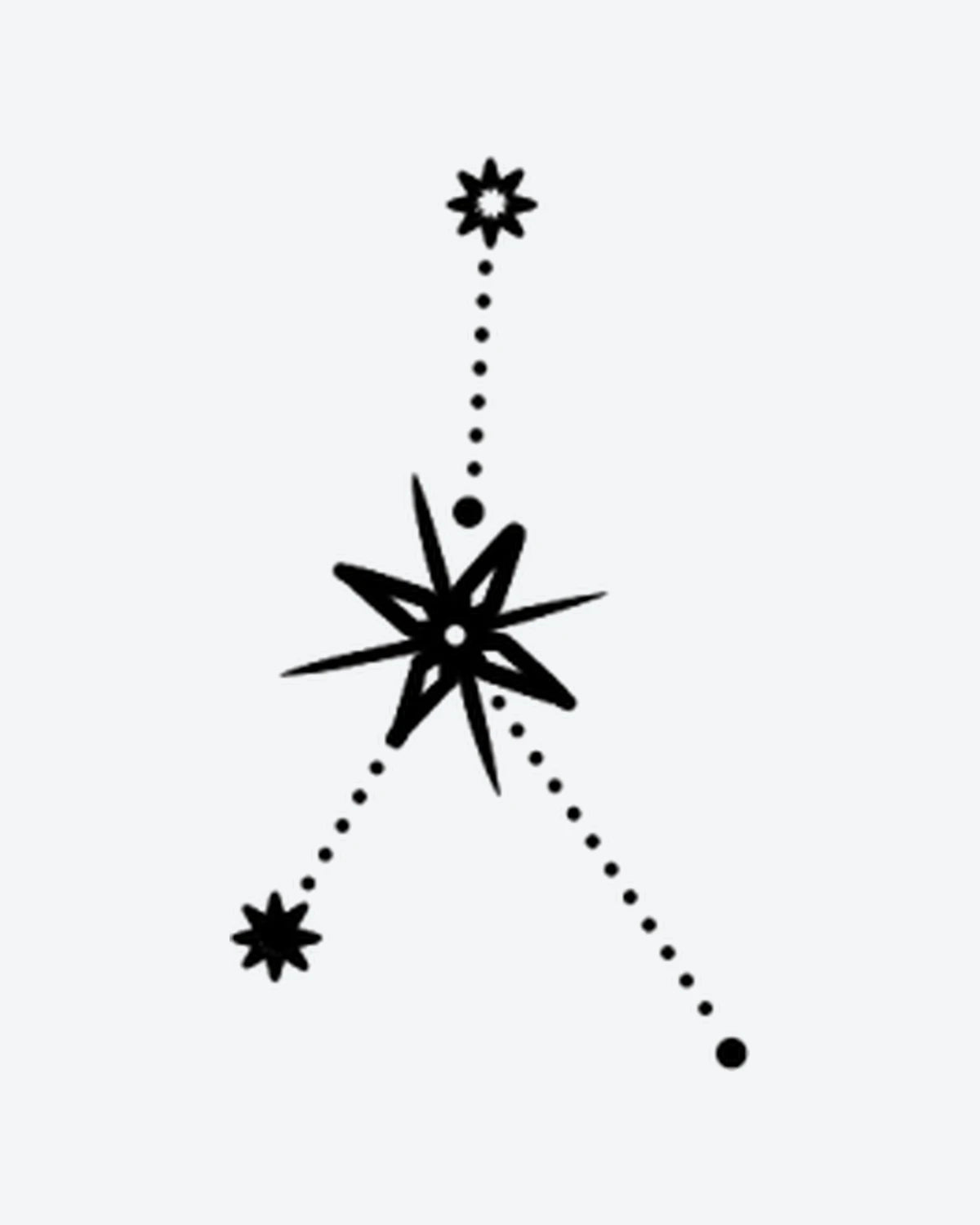 Star Cancer semi-permanent tattoo design by INKY – Star, Constellation, Starburst, Geometric, Lines illustration, 3 x 3 in (7x7 cm), available at inkytatt.com