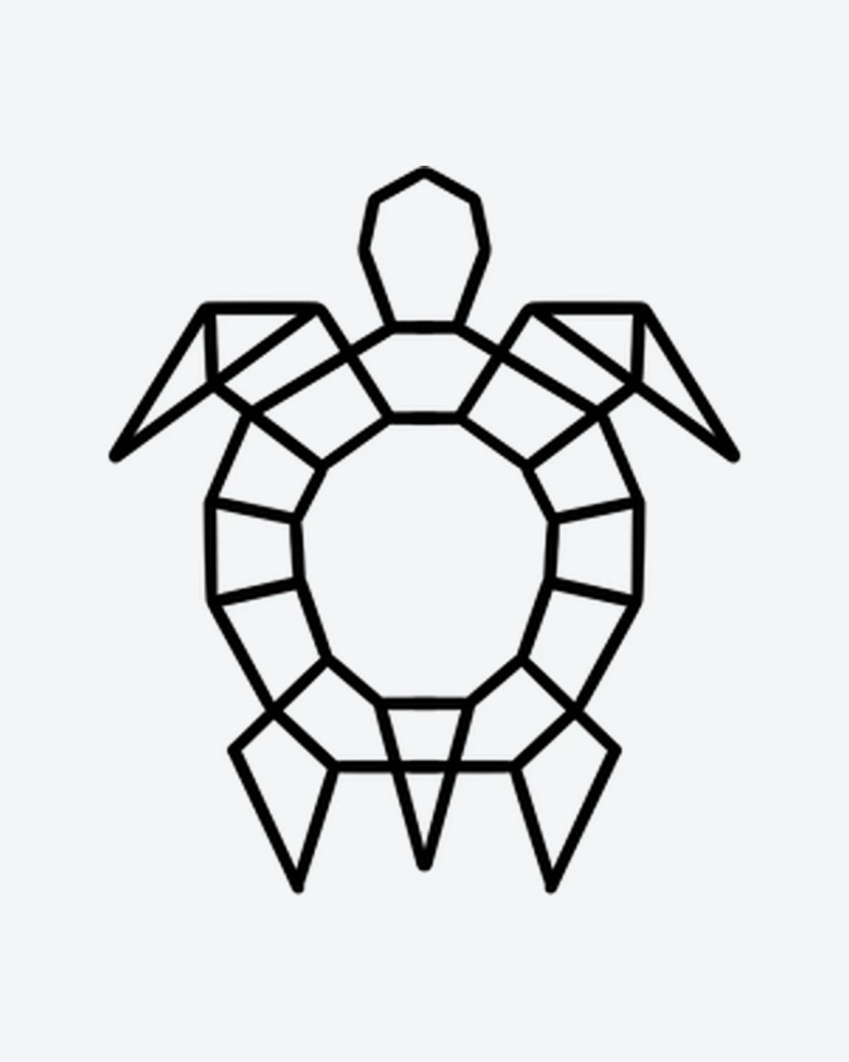 Geo Turtle semi-permanent tattoo design by INKY – Turtle, Circle, Geometric, Lines, Sea illustration, 0.5 x 0.5 in (1x1 cm), available at inkytatt.com