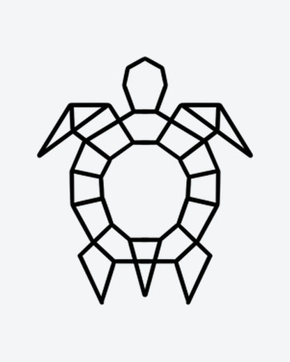 Geo Turtle semi-permanent tattoo design by INKY – Turtle, Circle, Geometric, Lines, Sea illustration, 0.5 x 0.5 in (1x1 cm), available at inkytatt.com