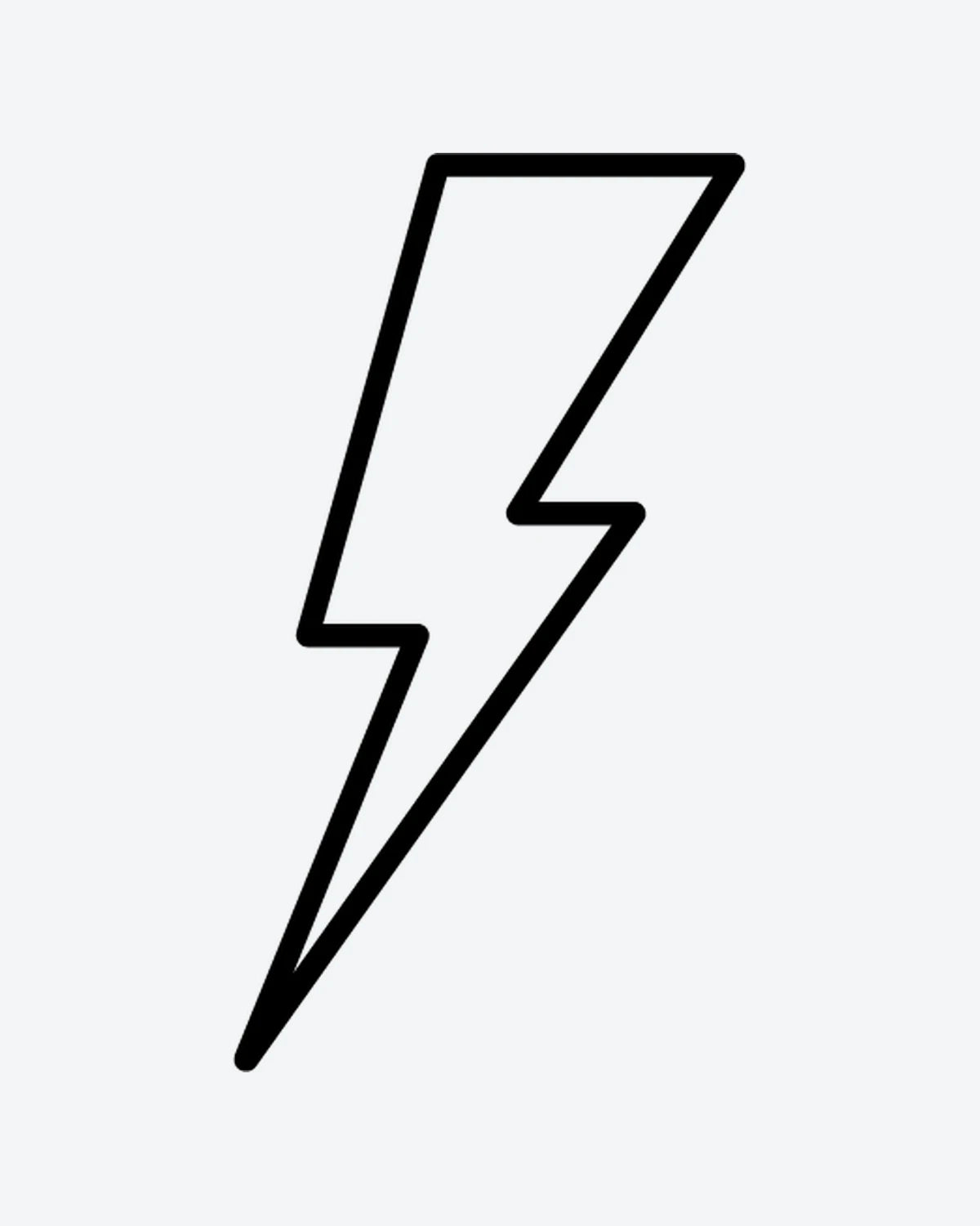 Lightning 2 semi-permanent tattoo design by INKY – Fine Line, Lightning, Bolt illustration, 0.5 x 0.5 in (1x1 cm), available at inkytatt.com