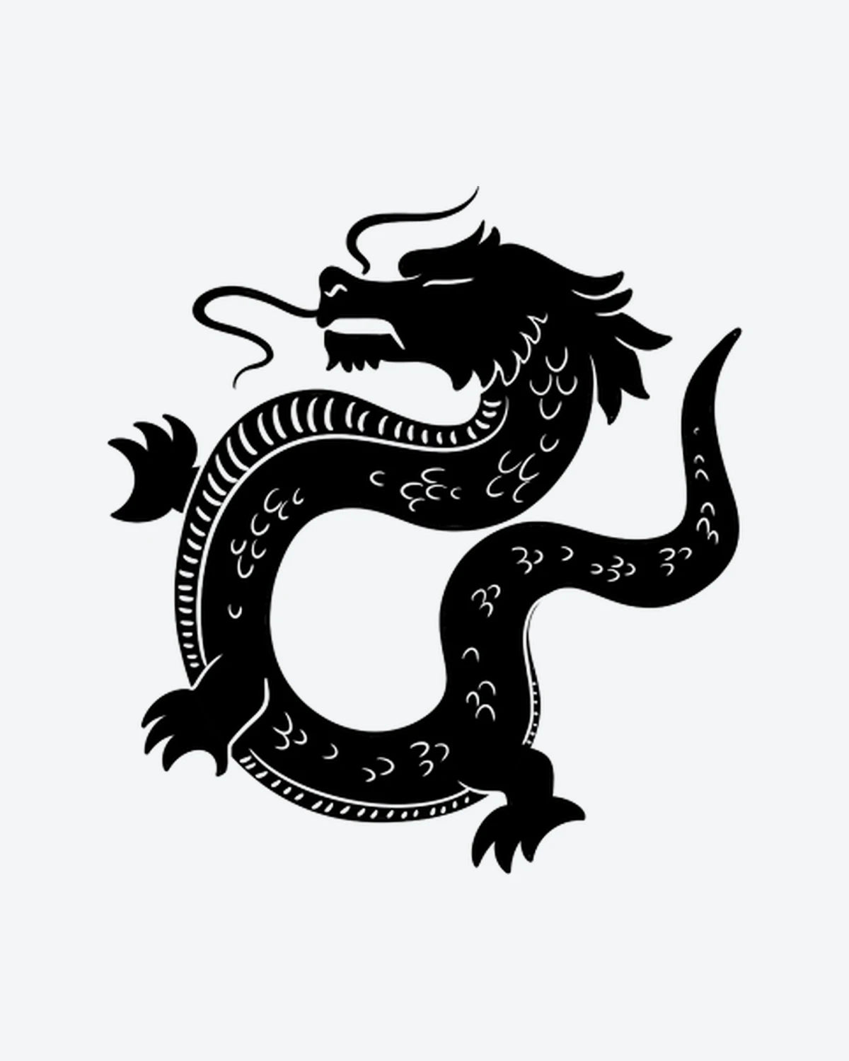 Dragon Art semi-permanent tattoo design by INKY – Dragon illustration, 2 x 2 in (4x4 cm), available at inkytatt.com