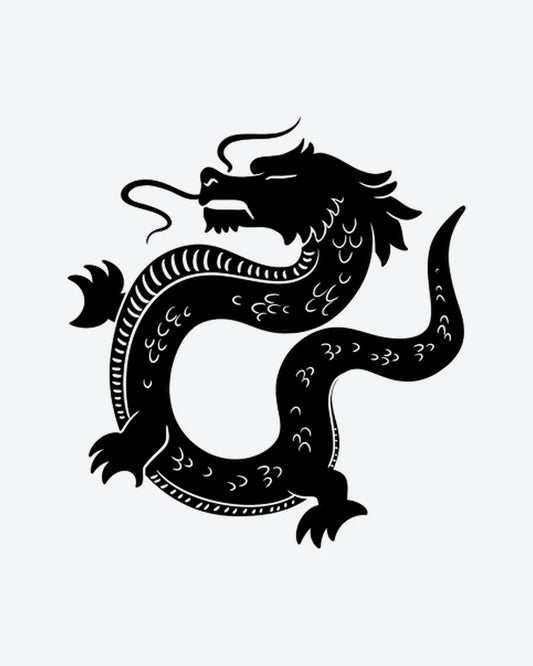 Dragon Art semi-permanent tattoo design by INKY – Dragon illustration, 2 x 2 in (4x4 cm), available at inkytatt.com