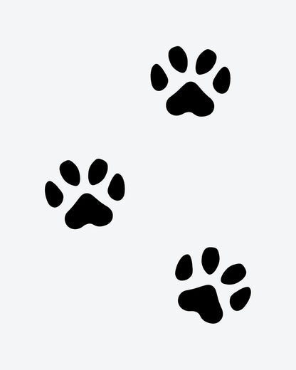 Paw Prints semi-permanent tattoo design by INKY – Paw illustration, 2 x 2 in (4x4 cm), available at inkytatt.com