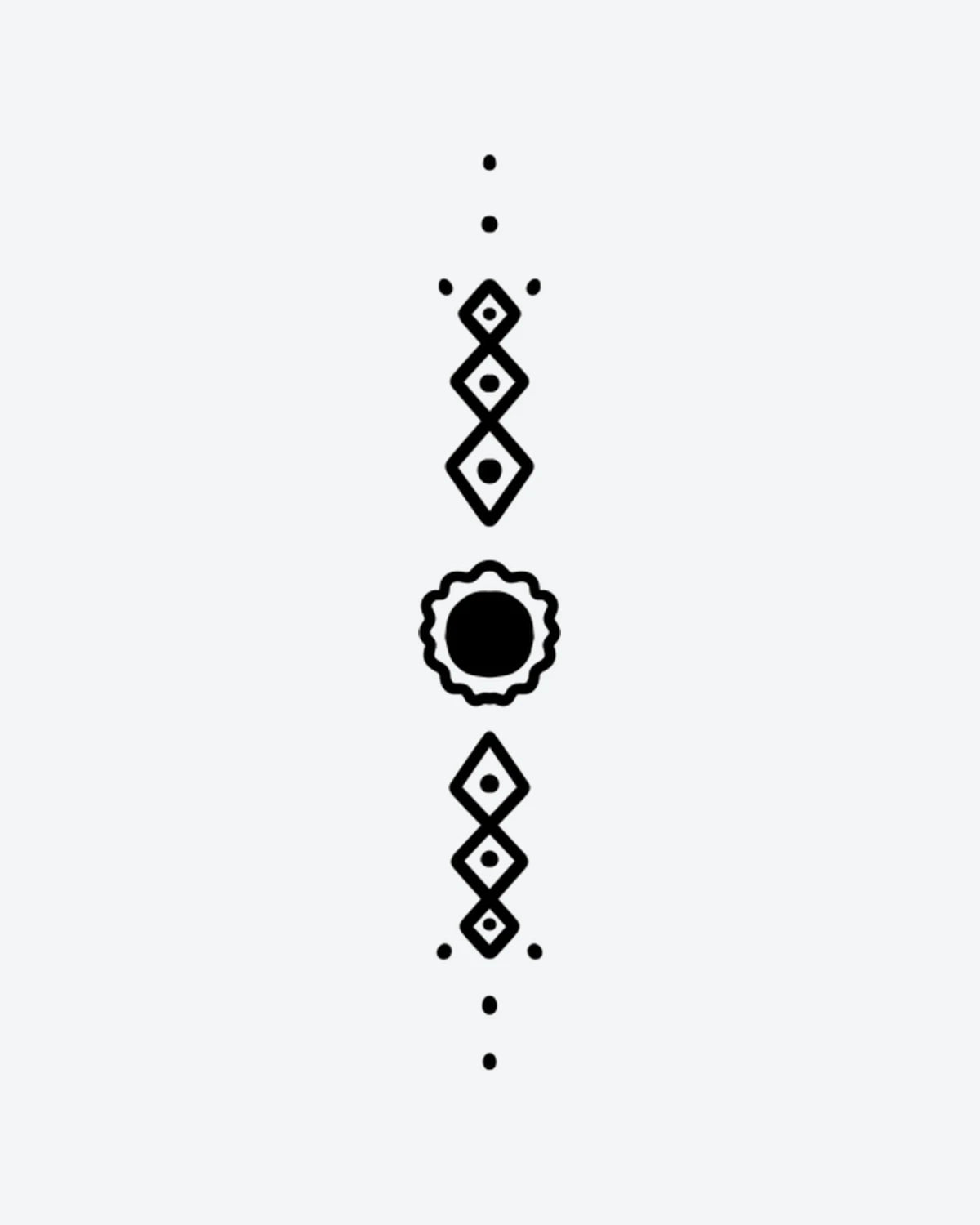 Dot & Diamond semi-permanent tattoo design by INKY – Diamond, Circle, Geometric, Pattern illustration, 2 x 4 in (6x10 cm), available at inkytatt.com