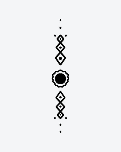 Dot & Diamond semi-permanent tattoo design by INKY – Diamond, Circle, Geometric, Pattern illustration, 2 x 4 in (6x10 cm), available at inkytatt.com