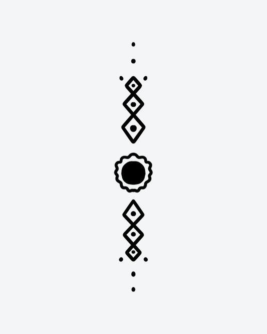 Dot & Diamond semi-permanent tattoo design by INKY – Diamond, Circle, Geometric, Pattern illustration, 2 x 4 in (6x10 cm), available at inkytatt.com