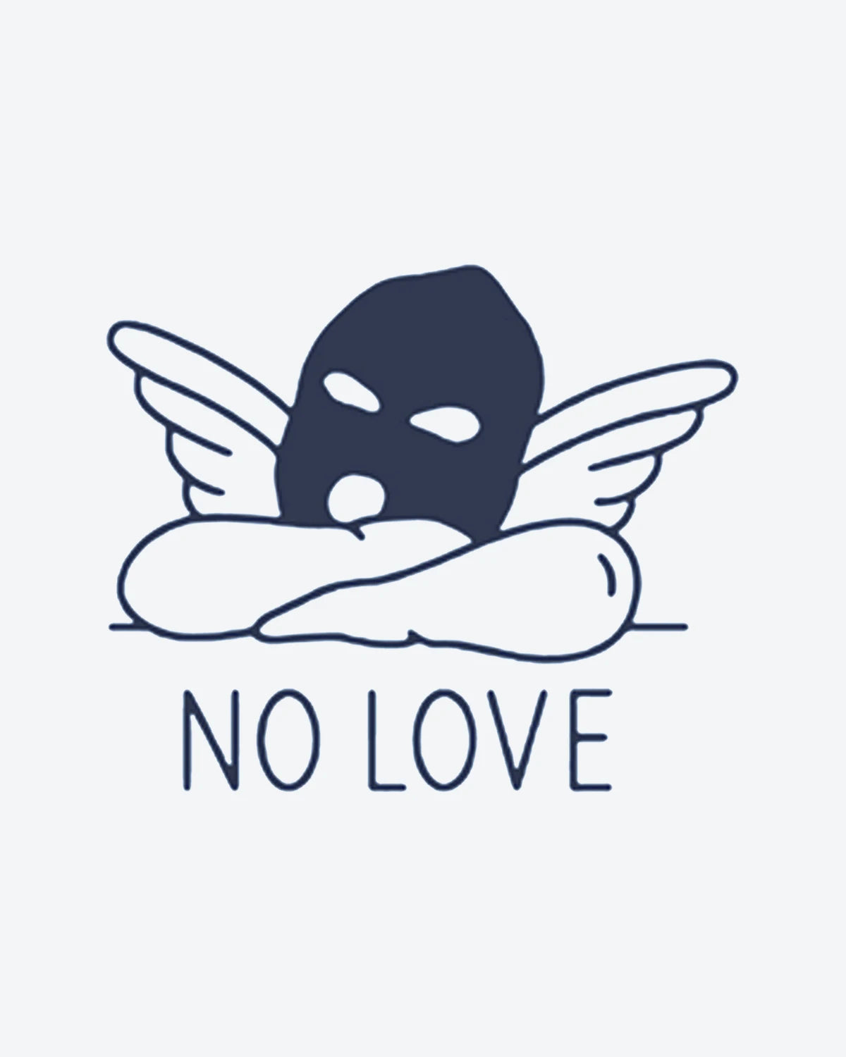 Angel No Love semi-permanent tattoo design by INKY – Fine Line, Wings, Cloud illustration, 2 x 2 in (4x4 cm), available at inkytatt.com