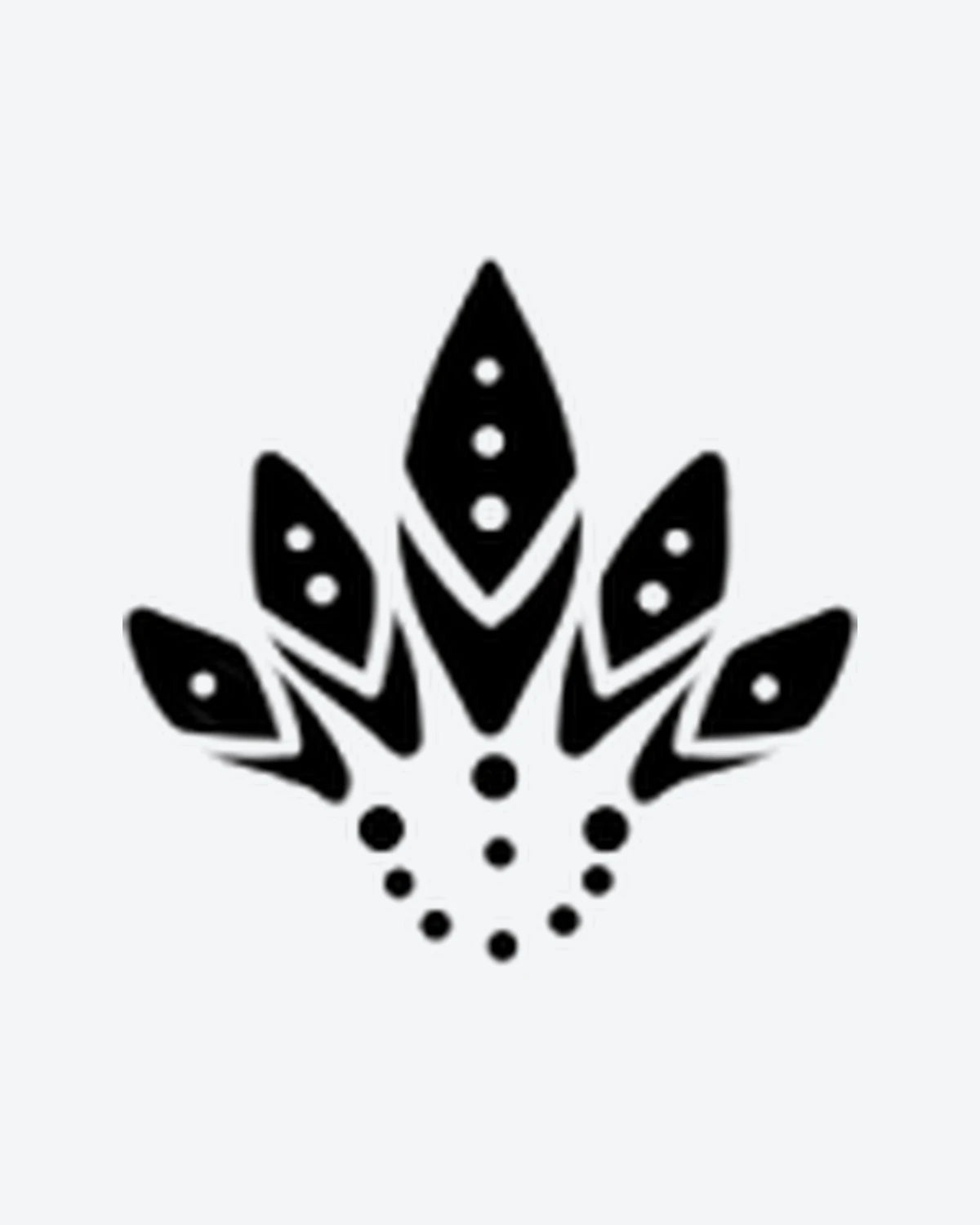 Tribal Petal semi-permanent tattoo design by INKY – Feather, Geometric, Dots, Petal illustration, 2 x 2 in (4x4 cm), available at inkytatt.com