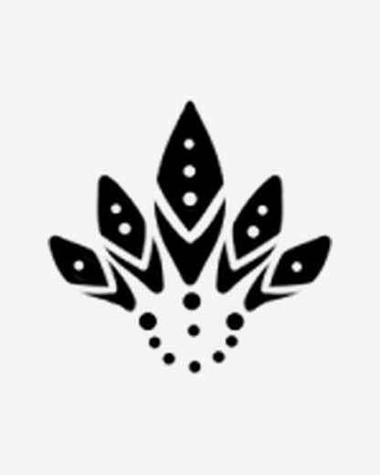 Tribal Petal semi-permanent tattoo design by INKY – Feather, Geometric, Dots, Petal illustration, 2 x 2 in (4x4 cm), available at inkytatt.com
