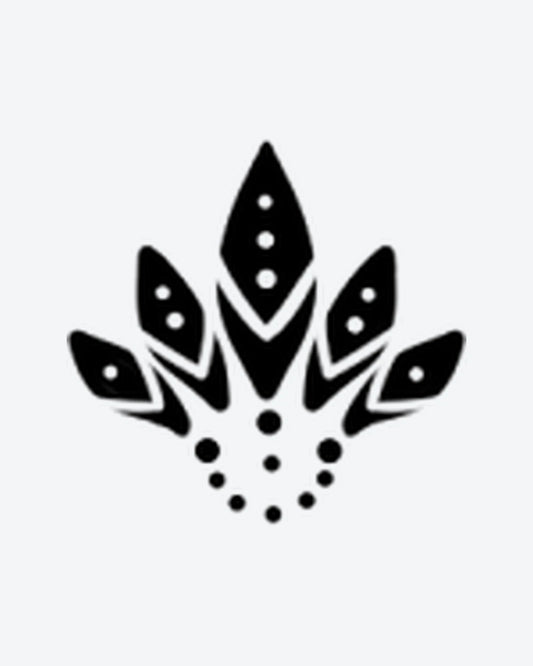 Tribal Petal semi-permanent tattoo design by INKY – Feather, Geometric, Dots, Petal illustration, 2 x 2 in (4x4 cm), available at inkytatt.com
