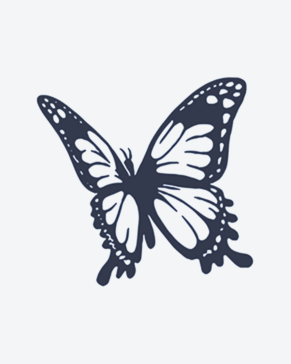 Ink Butterfly 2 semi-permanent tattoo design by INKY – Butterfly, Pattern illustration, 0.5 x 0.5 in (1x1 cm), available at inkytatt.com