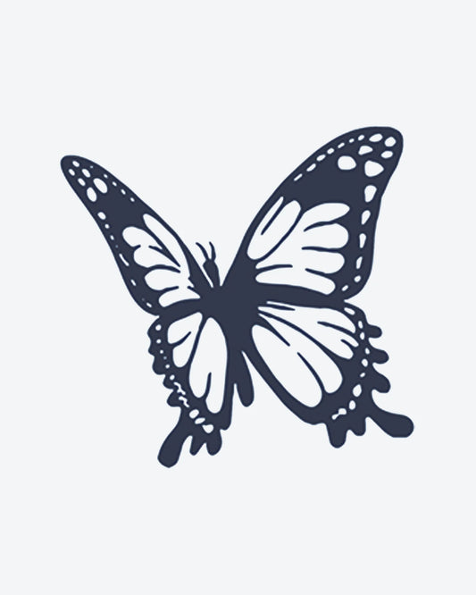 Ink Butterfly 2 semi-permanent tattoo design by INKY – Butterfly, Pattern illustration, 0.5 x 0.5 in (1x1 cm), available at inkytatt.com