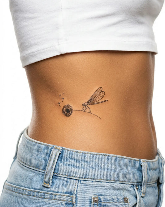 INKY Wishful Fligh semi-permanent tattoo applied on a woman – 3 x 3 in (7x7 cm) design, realistic ink look, lasts 10 days