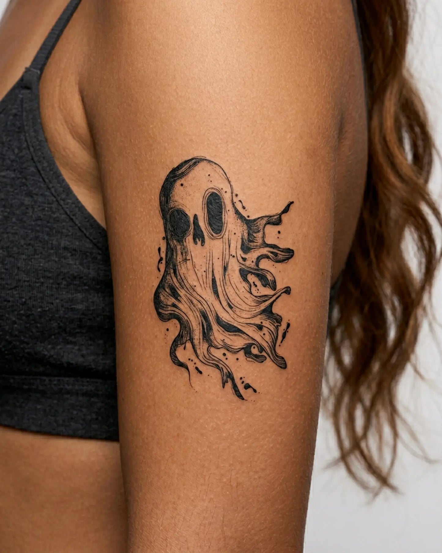 INKY Phantom Ink semi-permanent tattoo applied on a woman – 3 x 4 in (7x10 cm) design, realistic ink look, lasts 10 days