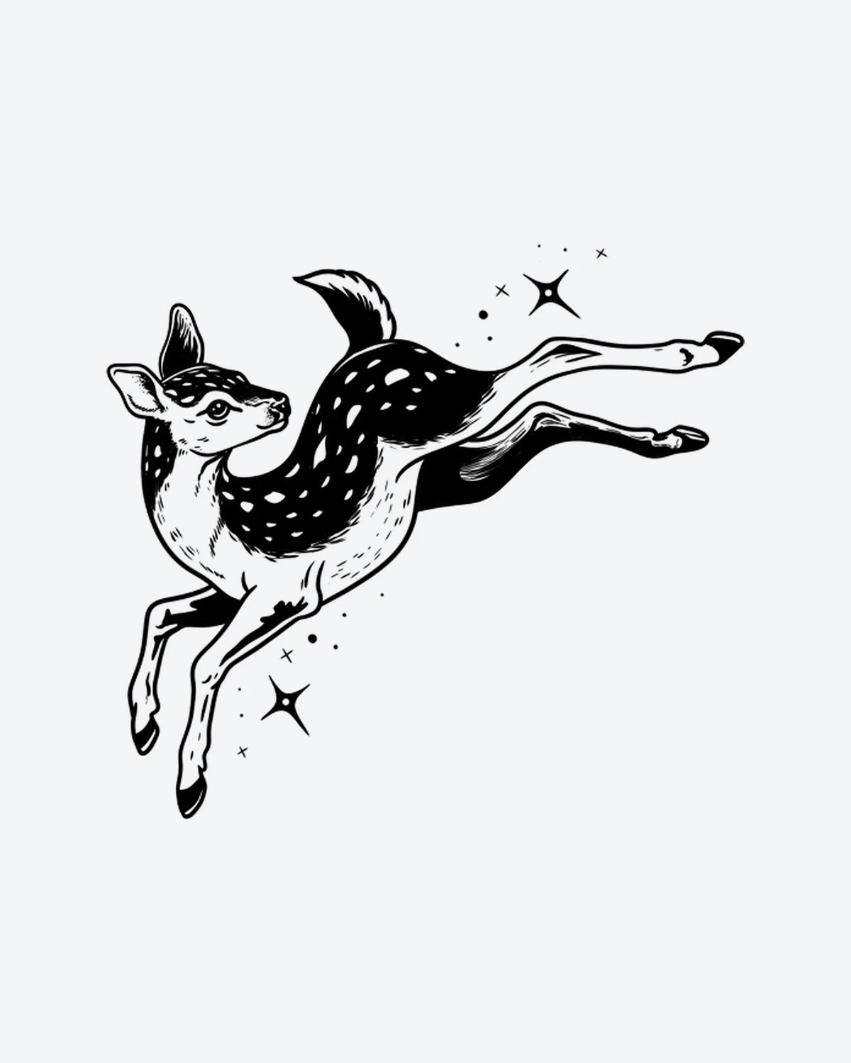 Star Fawn semi-permanent tattoo design by INKY – Star, Dots illustration, 3 x 3 in (7x7 cm), available at inkytatt.com