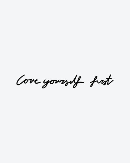 Love First semi-permanent tattoo design by INKY – Love First illustration, 2 x 2 in (4x4 cm), available at inkytatt.com