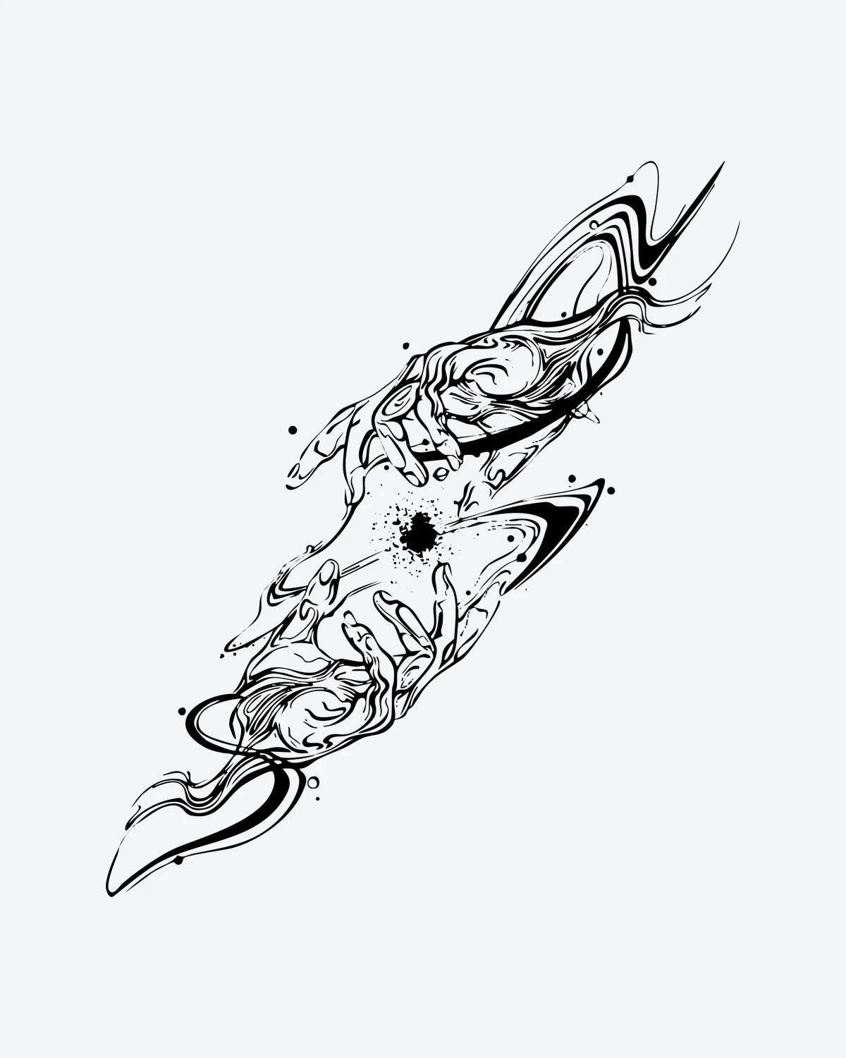 Connection semi-permanent tattoo design by INKY – Fine Line, Lines, Hand illustration, 4 x 8 in (11x20 cm), available at inkytatt.com