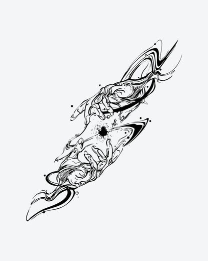 Connection semi-permanent tattoo design by INKY – Fine Line, Lines, Hand illustration, 4 x 8 in (11x20 cm), available at inkytatt.com