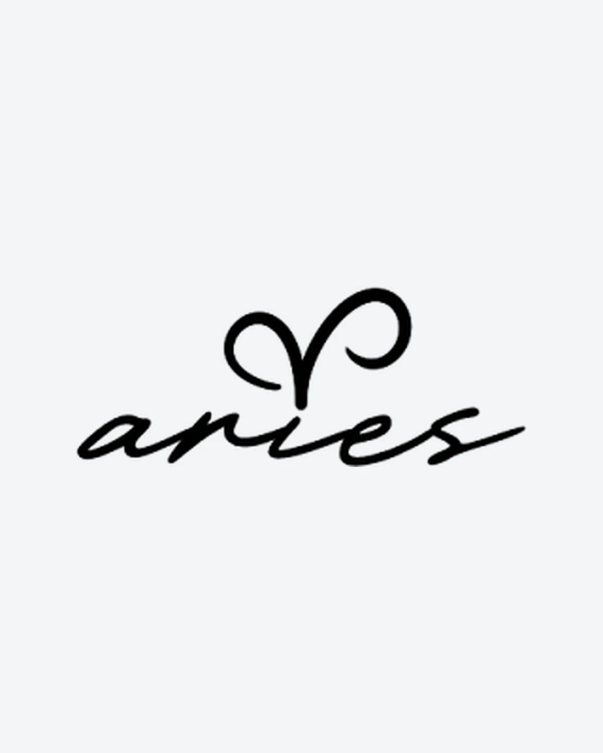 Aries Script semi-permanent tattoo design by INKY – Fine Line, Star, Aries illustration, 2 x 2 in (4x4 cm), available at inkytatt.com