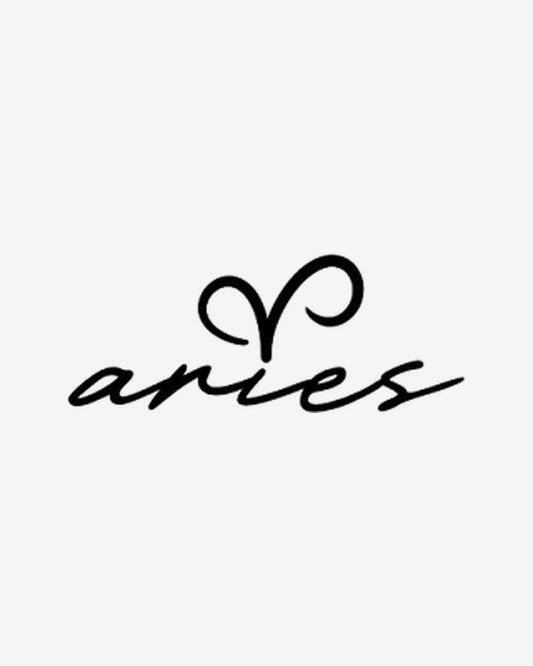 Aries Script semi-permanent tattoo design by INKY – Fine Line, Star, Aries illustration, 2 x 2 in (4x4 cm), available at inkytatt.com