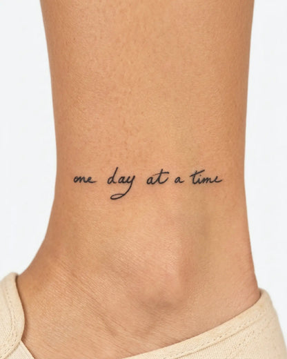 INKY One Day semi-permanent tattoo applied on a woman – 2 x 2 in (4x4 cm) design, realistic ink look, lasts 10 days