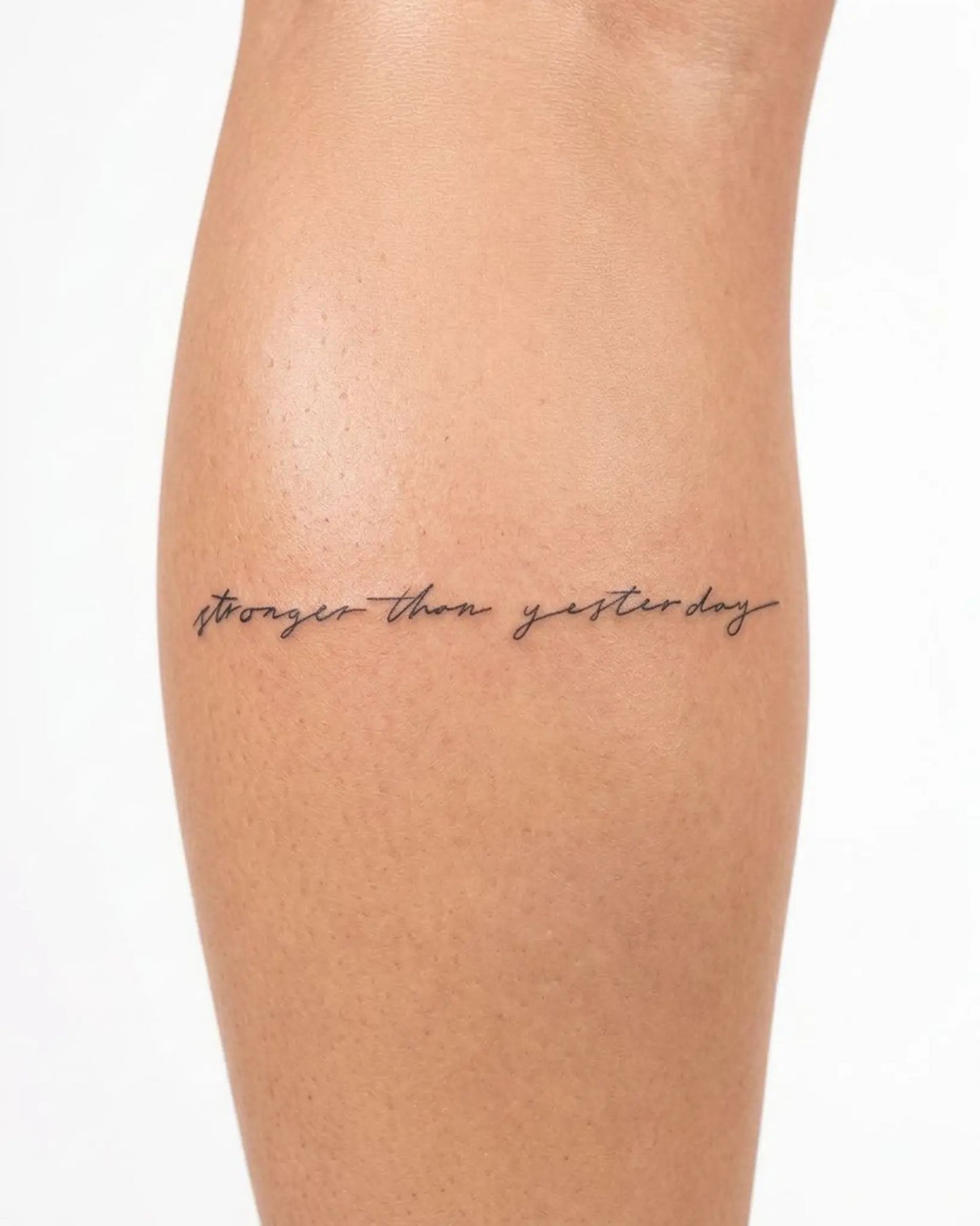 INKY Stronger semi-permanent tattoo applied on a woman – 2 x 4 in (6x10 cm) design, realistic ink look, lasts 10 days