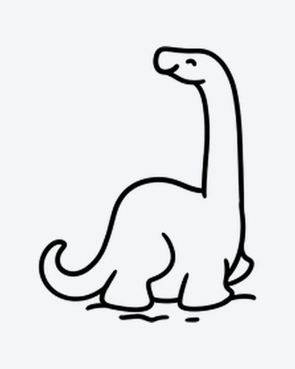 Happy Dino semi-permanent tattoo design by INKY – Line Art, Face illustration, 0.5 x 0.5 in (1x1 cm), available at inkytatt.com
