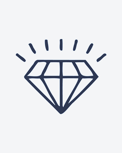 Gem Glow semi-permanent tattoo design by INKY – Diamond, Lines, Hand illustration, 0.5 x 0.5 in (1x1 cm), available at inkytatt.com