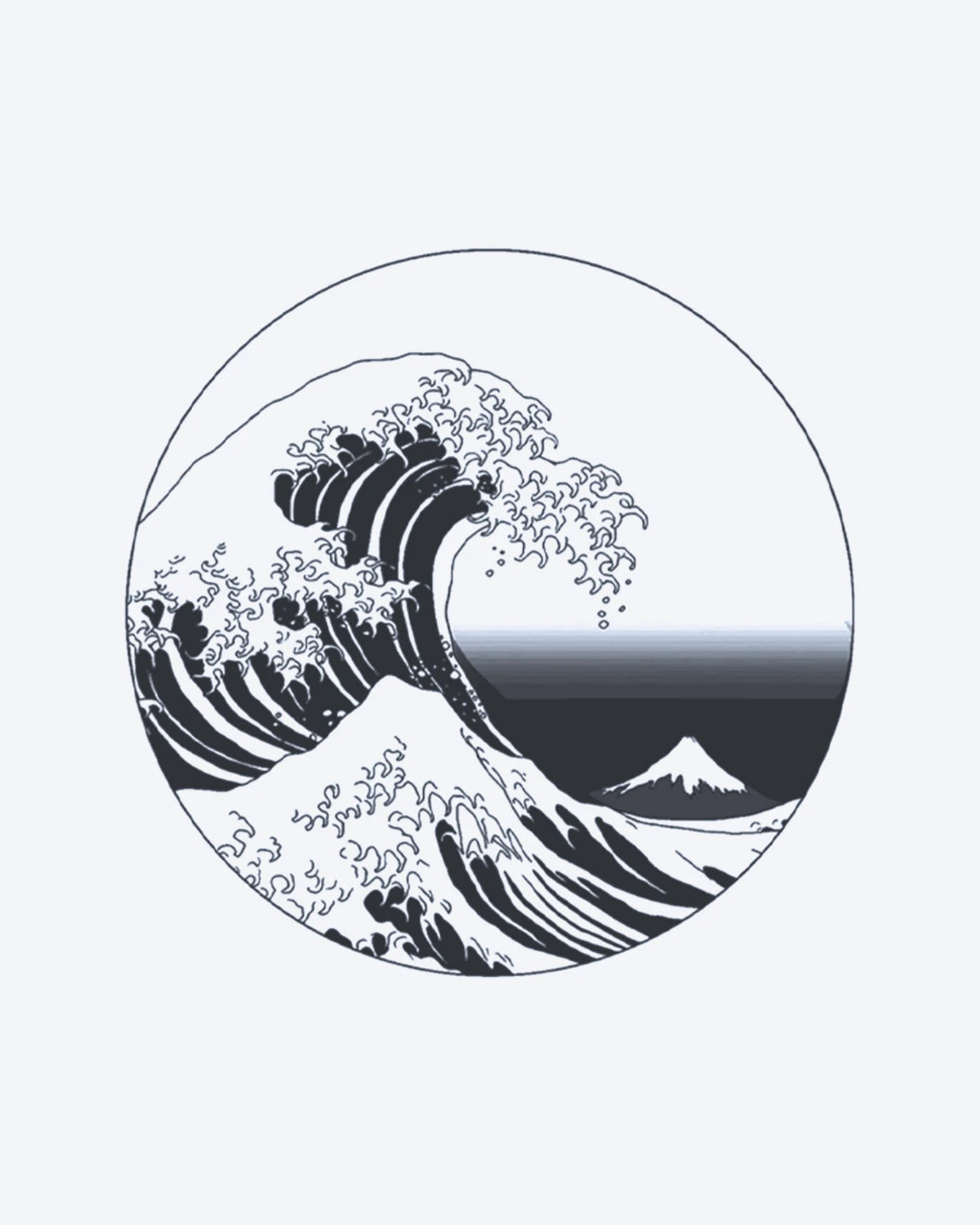Great Wave semi-permanent tattoo design by INKY – Wave, Ocean illustration, 3 x 3 in (7x7 cm), available at inkytatt.com
