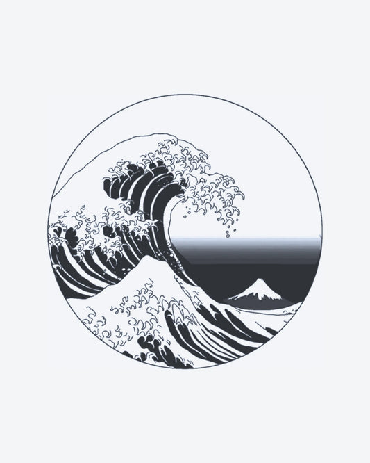 Great Wave semi-permanent tattoo design by INKY – Wave, Ocean illustration, 3 x 3 in (7x7 cm), available at inkytatt.com