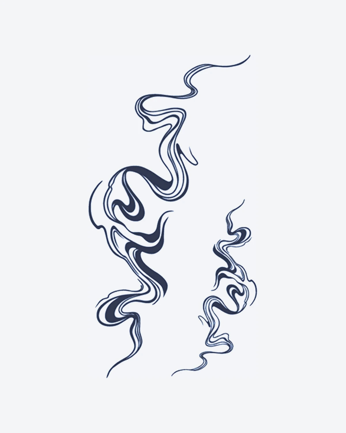 Ink Swirls semi-permanent tattoo design by INKY – Lines, Water illustration, 4 x 7 in (10x17 cm), available at inkytatt.com