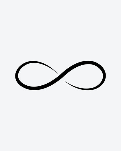 Infinity semi-permanent tattoo design by INKY – Infinity Symbol, Fine Line illustration, 2 x 2 in (4x4 cm), available at inkytatt.com