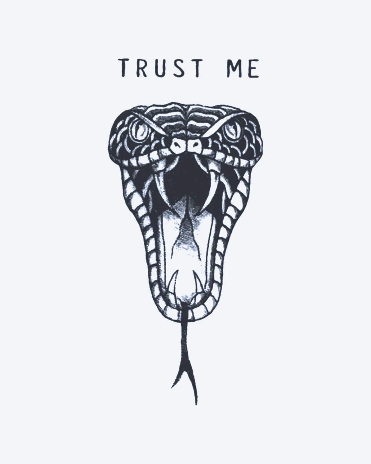Trust Snake semi-permanent tattoo design by INKY – Snake, Hand illustration, 3 x 3 in (7x7 cm), available at inkytatt.com
