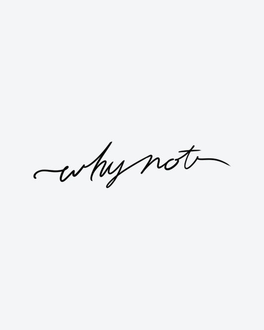 Why Not semi-permanent tattoo design by INKY – Fine Line illustration, 2 x 2 in (4x4 cm), available at inkytatt.com