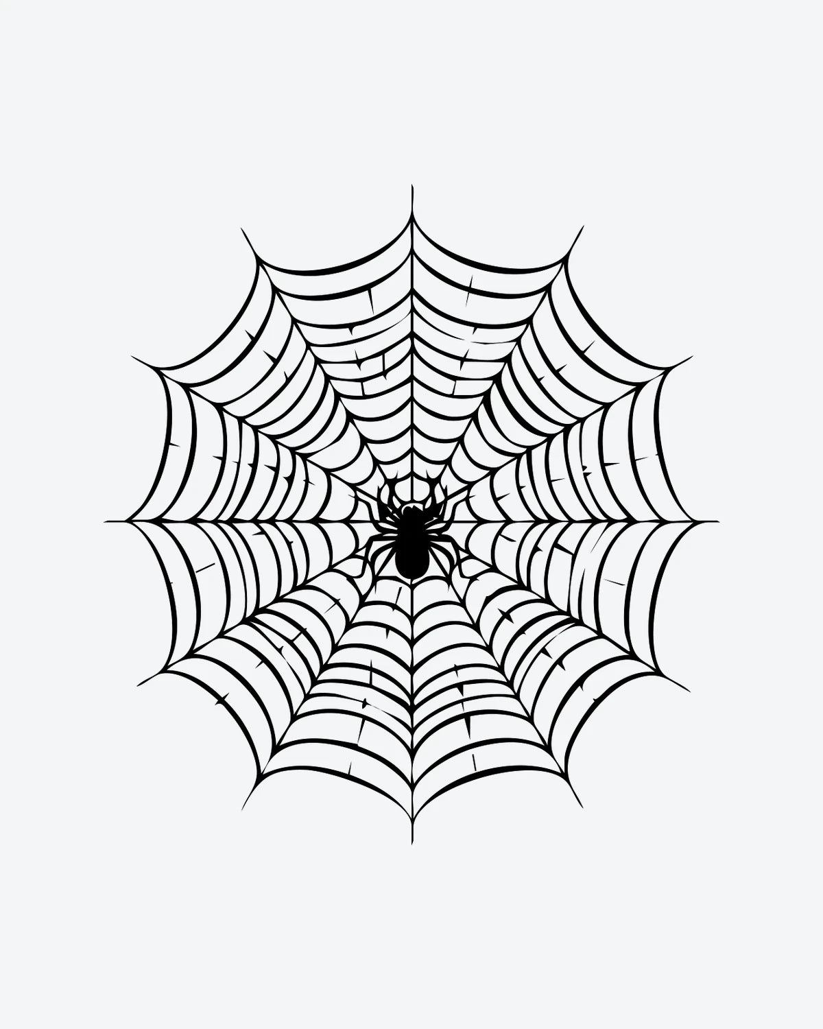 Spider Web semi-permanent tattoo design by INKY – Spider, Spiral, Lines, Silhouette illustration, 3 x 3 in (7x7 cm), available at inkytatt.com